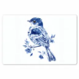 Vogel - Delfts blauw - Illustratie - Bloemen Placemat vinyl groot -zzsfeer1_Kitchenyeah-website