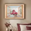 Doorkijk - Auto - Kerst - Cadeaus - Winter - Landschap Textielframe - compleet frame klein -sfeer1