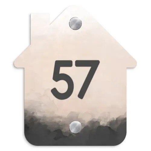 Aquarel - Beige - Traditioneel Naambord Huisje klein -3d