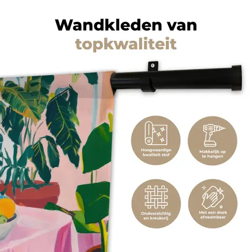 Tafel - Wijn - Fruit Wandkleed katoen klein -sfeer2