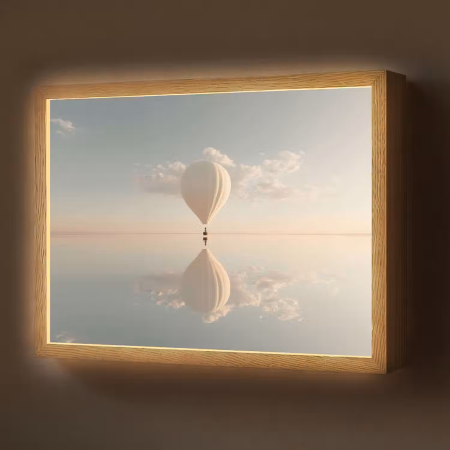 Lightbox - Wandleuchte - Heißluftballon - Wolken - Wasser - Blau