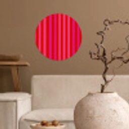 Verticaal - Strepen - Roze Wandcirkel behangsticker klein 186 -sfeer1