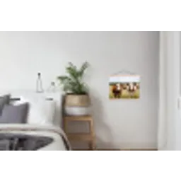 Koeien - Portret - Weide - Boerderij - Nieuwsgierig textielposter latten blank klein -woonkamer