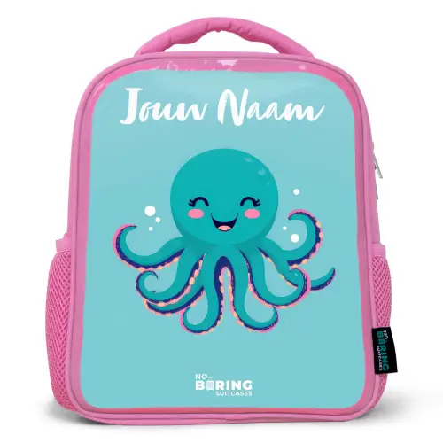 Octopus - Water - Blauw Kinderrugzak - Roze middel -3d