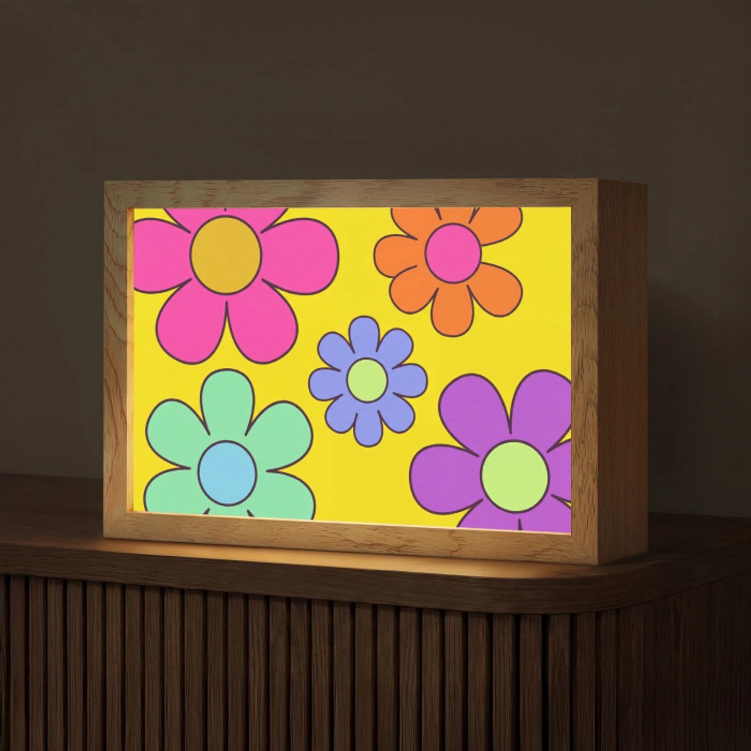 Bloemen - Illustratie - Kleurrijk Light Box met kabel (Tafellamp) klein -z3d_website