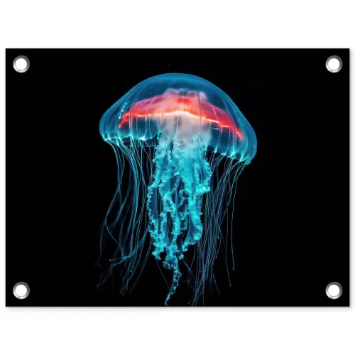 Kwal - Tentakels - Blauw - Licht tuinposter los doek klein -3d