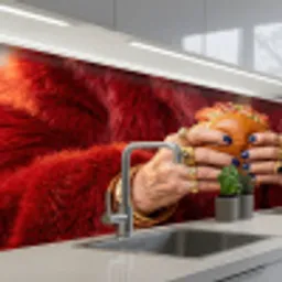 Broodje - Bontjas - Goud keuken achterwand 2 middel -3d_schuin