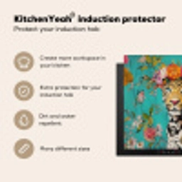Luipaard - Bloemen - Kroon Inductie beschermer vinyl 3mm middel -vsfeer2_ENG