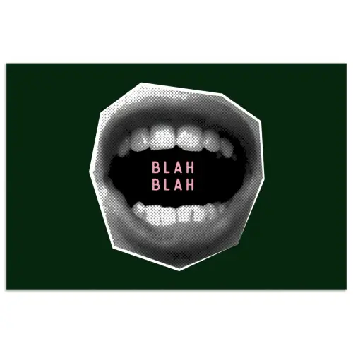 Mond - Groen - Illustratie - BLAH BLAH poster papier klein -3d