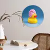 Badeend - Handdoek - Blauw Wandcirkel kunststof plaat 5mm dik klein -sfeer4