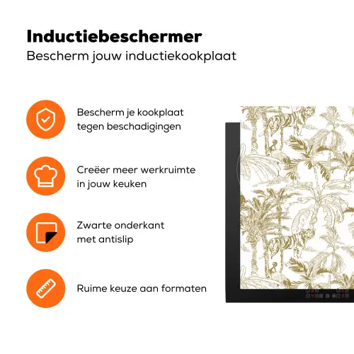 Tijger - Oerwoud - Beige Inductie beschermer vinyl 3mm klein 276 -zzzzzzz-td-ups