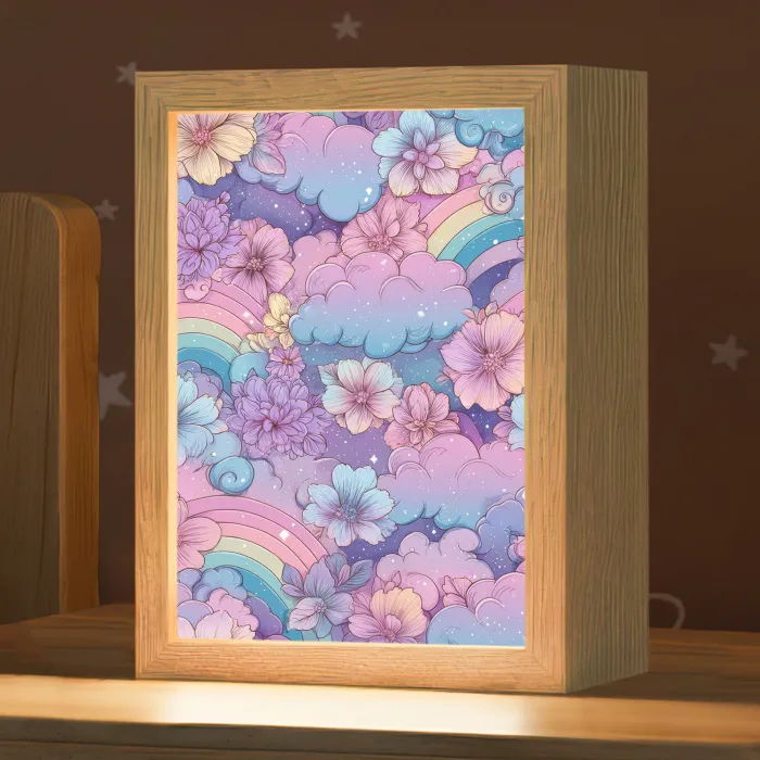 Regenbogen - Bloemen - Kleurrijk - Wolken Light Box met kabel klein -zzz_3d_website