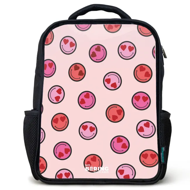 Rugzak kind - Zwart - Hartje - Smiley - Patroon
