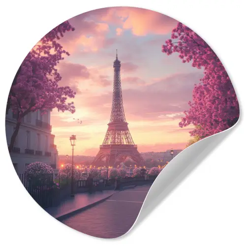 Eiffeltoren - Parijs - Roze Wandcirkel behangsticker klein -3d