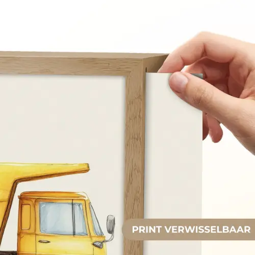Kiepwagen - Geel - Illustratie Light Box met batterij (Wandlamp kind) middel -USP_websiteprintNL