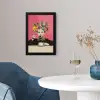 Meisje - Kopje - Bloemen - Roze fotolijst zwart zonder passe partout klein -sfeer4