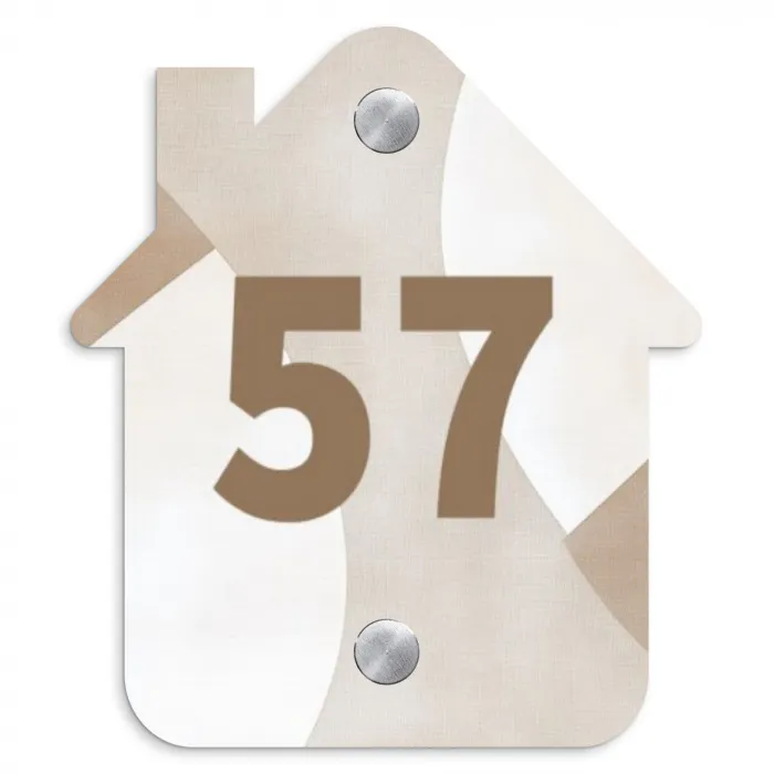 Abstract beige - Traditioneel Naambord Huisje klein -3d