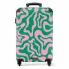 Abstract - Organisch Roze/Groen NBS - Handbagage koffer - Kinderen Unisex middel -productfoto_recht