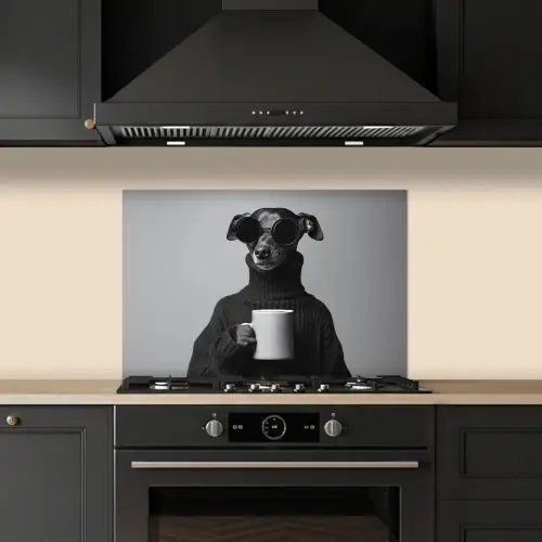 Coltrui - Hond - Bril - Mok keuken achterwand spatscherm klein -sfeer1