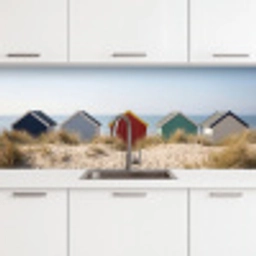 Strand - Huisjes - Kleurrijk - Duinen keuken achterwand 2 middel -3d