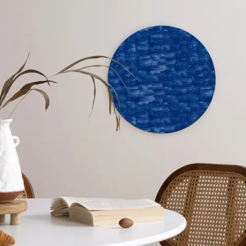 Verf - Strepen - Blauw Wandcirkel kunststof plaat 5mm dik klein 188 -sfeer4