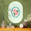 Bloemen - Ovaal - Strepen - Groen Wandcirkel Ovaal Glas middel -sfeer2