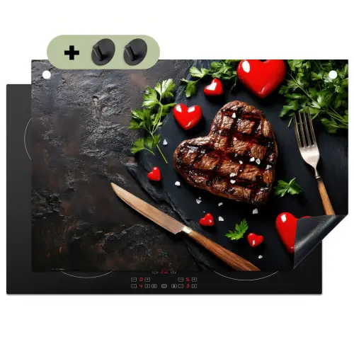 Steak - Hart - Bestek Inductie beschemer met haakjes klein -3d