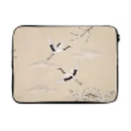 Kraanvogels - Bloesem - Beige laptophoes neopreen klein -3d