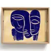 Okergeel - Blauw - Eenvoudige lijnen Dienblad Rechthoek middel -z3d_shopping