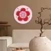 Bloem - Roze - Hartjes Wandcirkel kunststof plaat 5mm dik klein -sfeer1