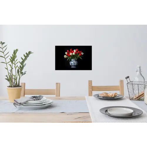 Rode - Bloemen - Tulpen - Vaas Muursticker klein -eettafel