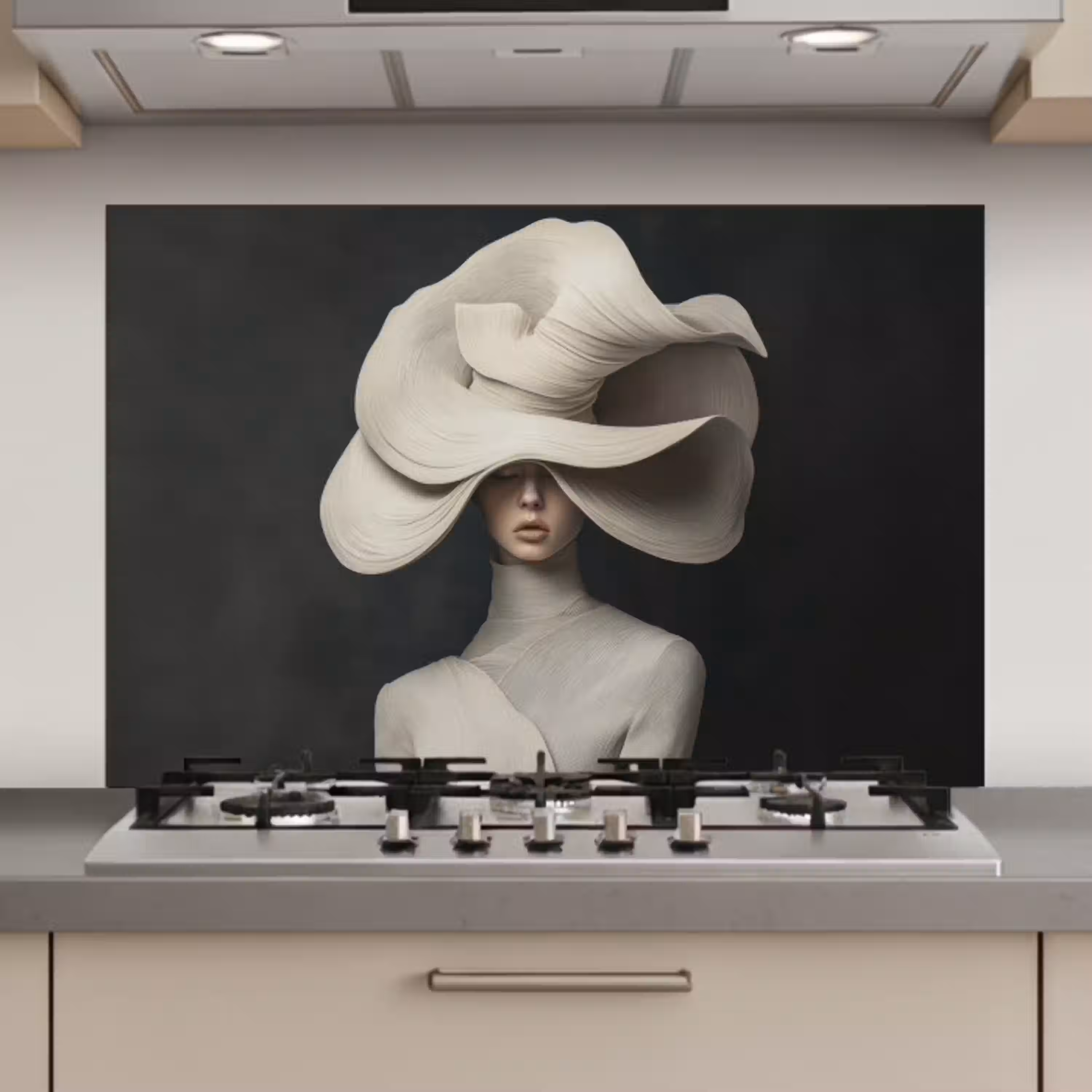 Modern - Vrouw - Hoed keuken achterwand spatscherm klein -3d_website