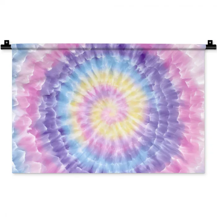 Spiraal - Tie dye - Pasteltinten Wandkleed katoen klein -zz3d