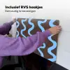 Kronkelende lijnen - Blauw - Bruin - Minimalistisch Inductie beschemer met haakjes klein 777 -ky-ophangen-nl