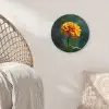 Bloemblaadjes - Afrikaan - Oranje - Wazig Wandcirkel kunststof plaat 5mm dik klein -sfeer5