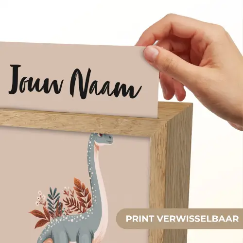 Dinosaurus - Planten - Beige - Minimalistisch Light Box met kabel (Kinderlampje) klein -USP_websiteprintNL
