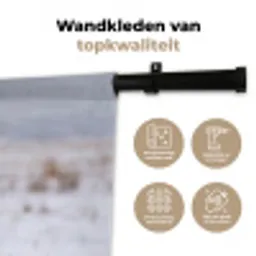 Sneeuwuil - Hek - Sneeuw - Wit Wandkleed katoen middel -sfeer2