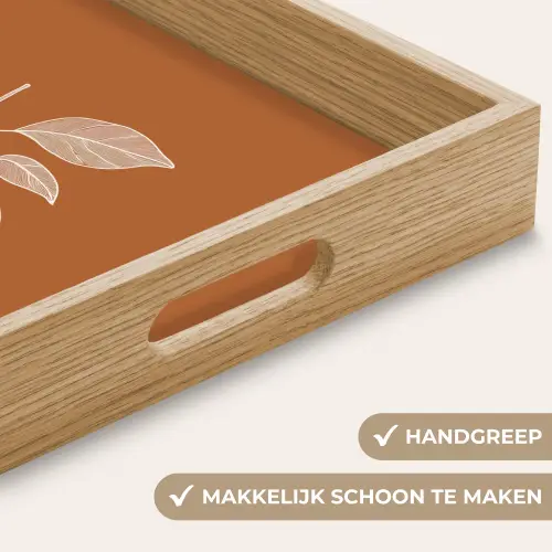 Sinaasappel - Getekend - Bladeren - Bruin Dienblad Rechthoek middel -USP_HandgreepNL