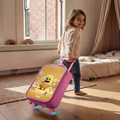 Monster - Wezen - Bloem - Geel Kinderkoffer - Roze klein -sfeer1