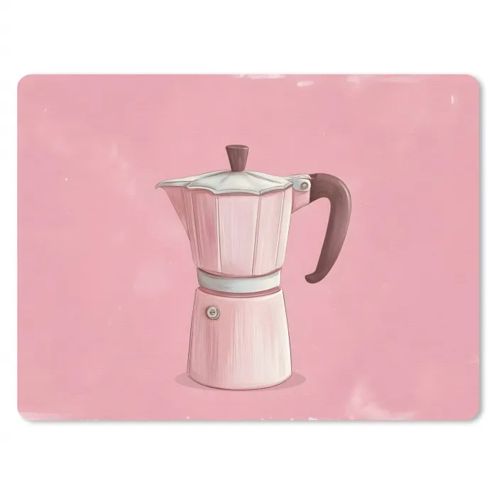 Roze - Mokkapot - Illustratie - Koffie muismat rubber klein -3d