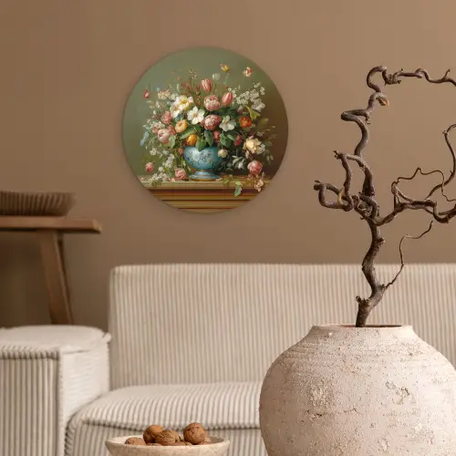 Vaas - Pastel - Kleuren - Bloemen Wandcirkel plexiglas klein -sfeer1