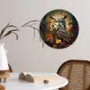 Uil - Vogel - Bloemen - Planten - Botanisch Wandcirkel kunststof plaat 5mm dik klein -sfeer4