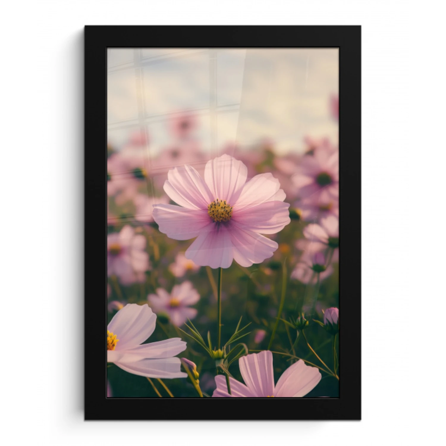 Bloemen - Paars - Wazig fotolijst zwart zonder passe partout klein -3d