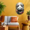 Panda - Wilde dieren - Bloemen - Natuur Wandcirkel Ovaal Forex klein -sfeer4