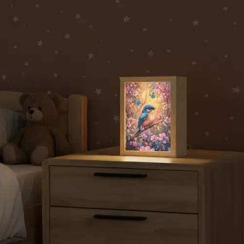 IJsvogel - Sprookjesbos - Roze - Bloemen Light Box met kabel klein -sfeer1_kind