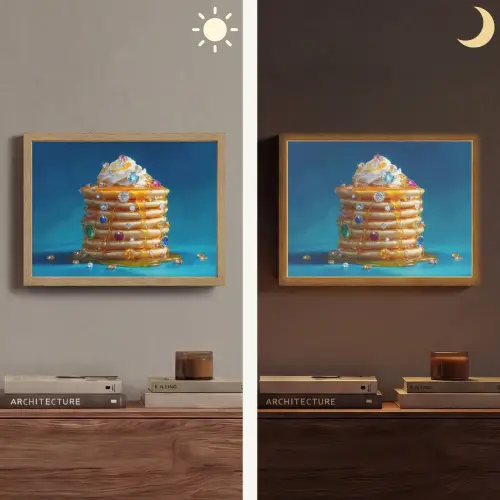 Pannenkoeken - Steentjes - Glitter - Slagroom Light Box met batterij (Wandlamp) middel -sfeer3
