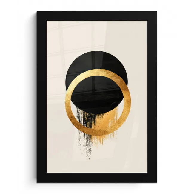 Abstract ontwerp - Zwarte cirkel - Verfvlekken fotolijst zwart zonder passe partout klein -3d