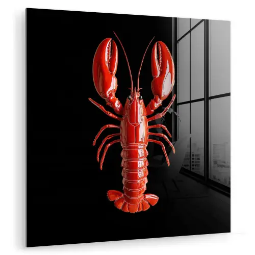 Kreeft - Glossier Rood - Zwart plexiglas 5mm klein -zzzproduct_nieuw