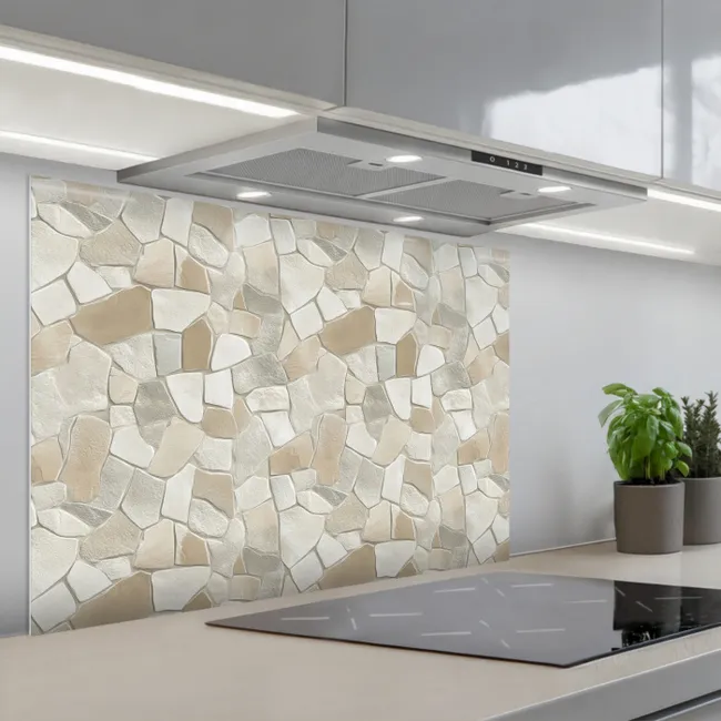 Spatscherm keuken - Mozaïek - Stenen - Beige