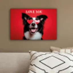 Hond - Hartjesbril - Loveyou - Rood canvas 2cm klein -sfeer3